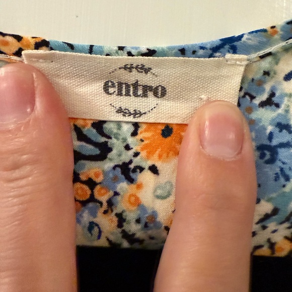 Entro Floral Blouse with Blue and Yellow Accents - Picture 2 of 4